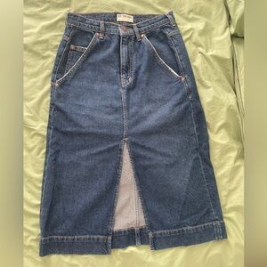 Denim Midi Skirt with Front Slit